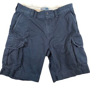 Vintage Polo Ralph Lauren Gellar Fatigue Short Cargo Chin Men 35 Blue Distressed